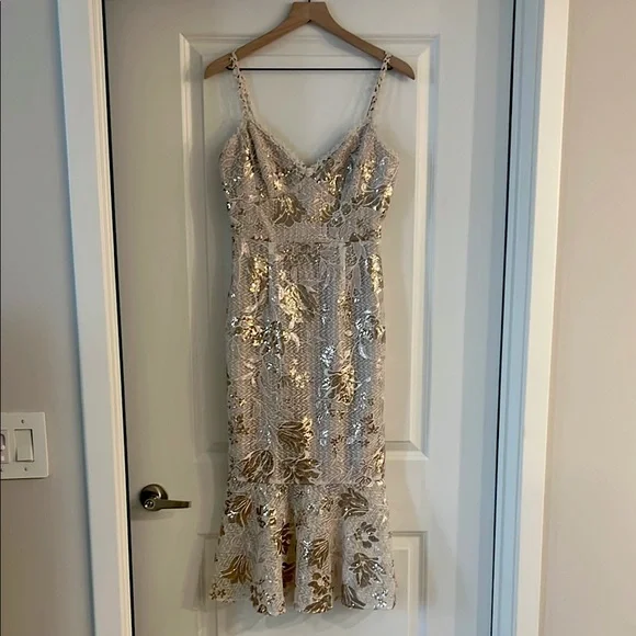 MARCHESA NOTTE Floral Sequin Gown Size 2 - Picture 6 of 11